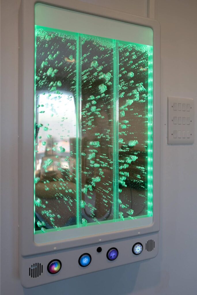 sensory room mirror with green lights